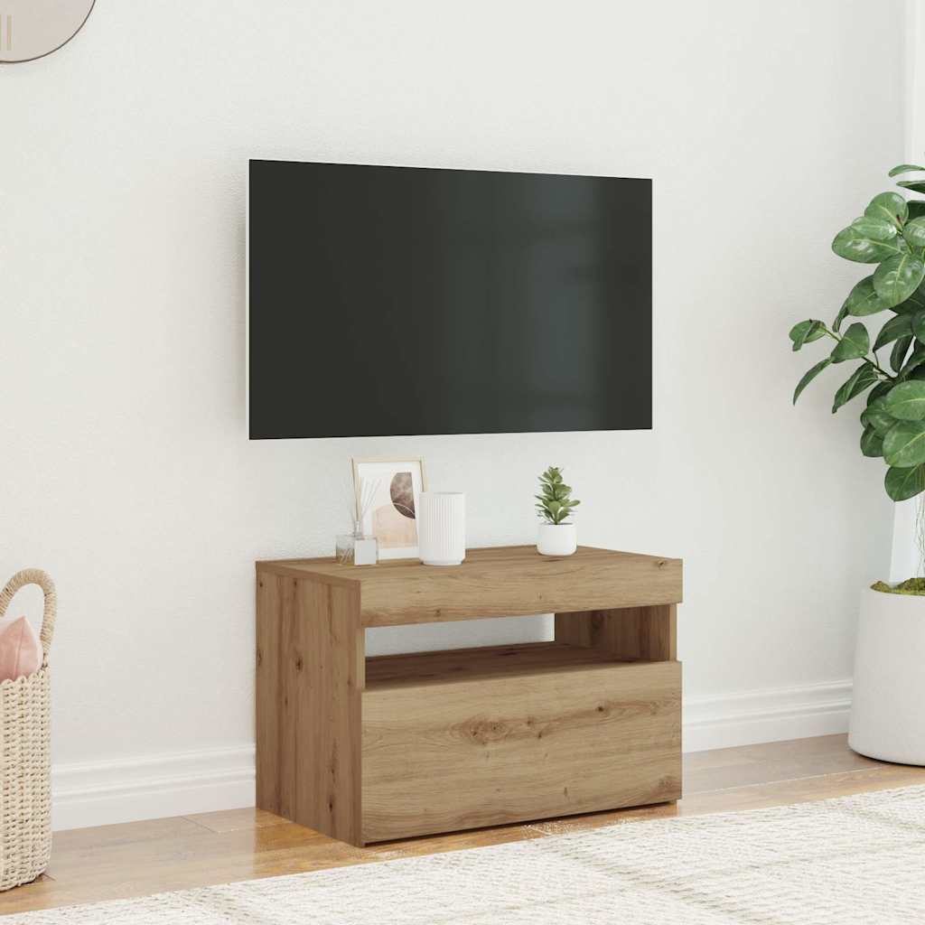TV ormarić s LED svjetlima Artisan hrast 60x35x40 cm