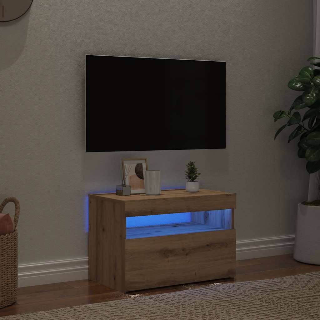 TV ormarić s LED svjetlima Artisan hrast 60x35x40 cm