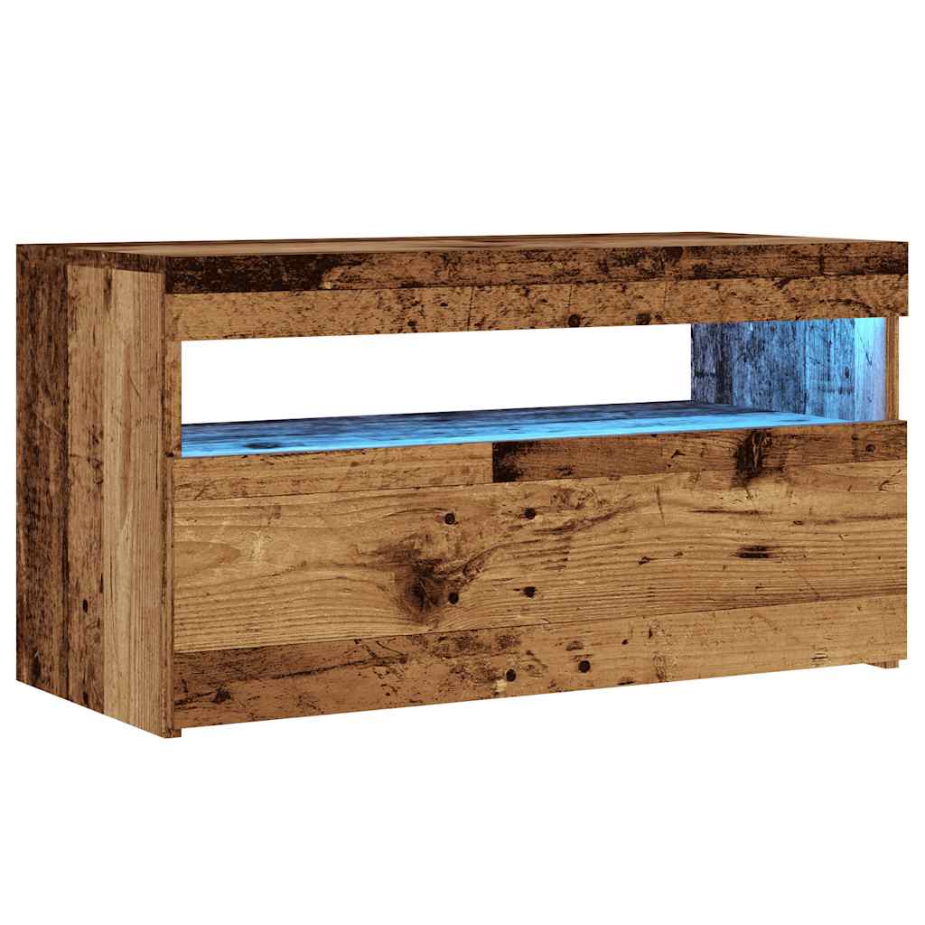 TV ormarić s LED svjetlima staro drvo 75x35x40 cm