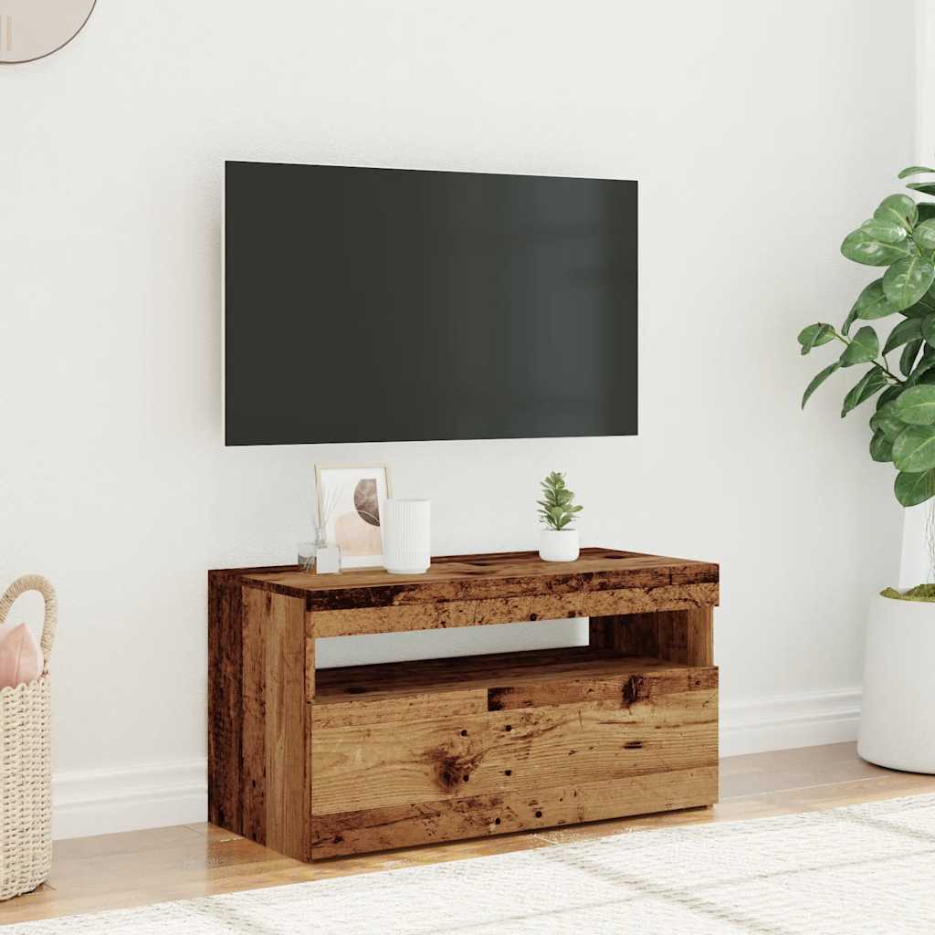 TV ormarić s LED svjetlima staro drvo 75x35x40 cm