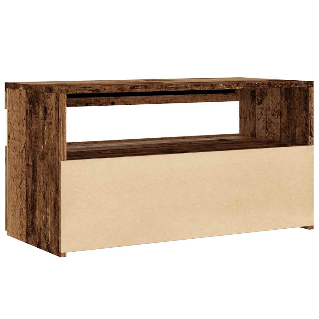 TV ormarić s LED svjetlima staro drvo 75x35x40 cm