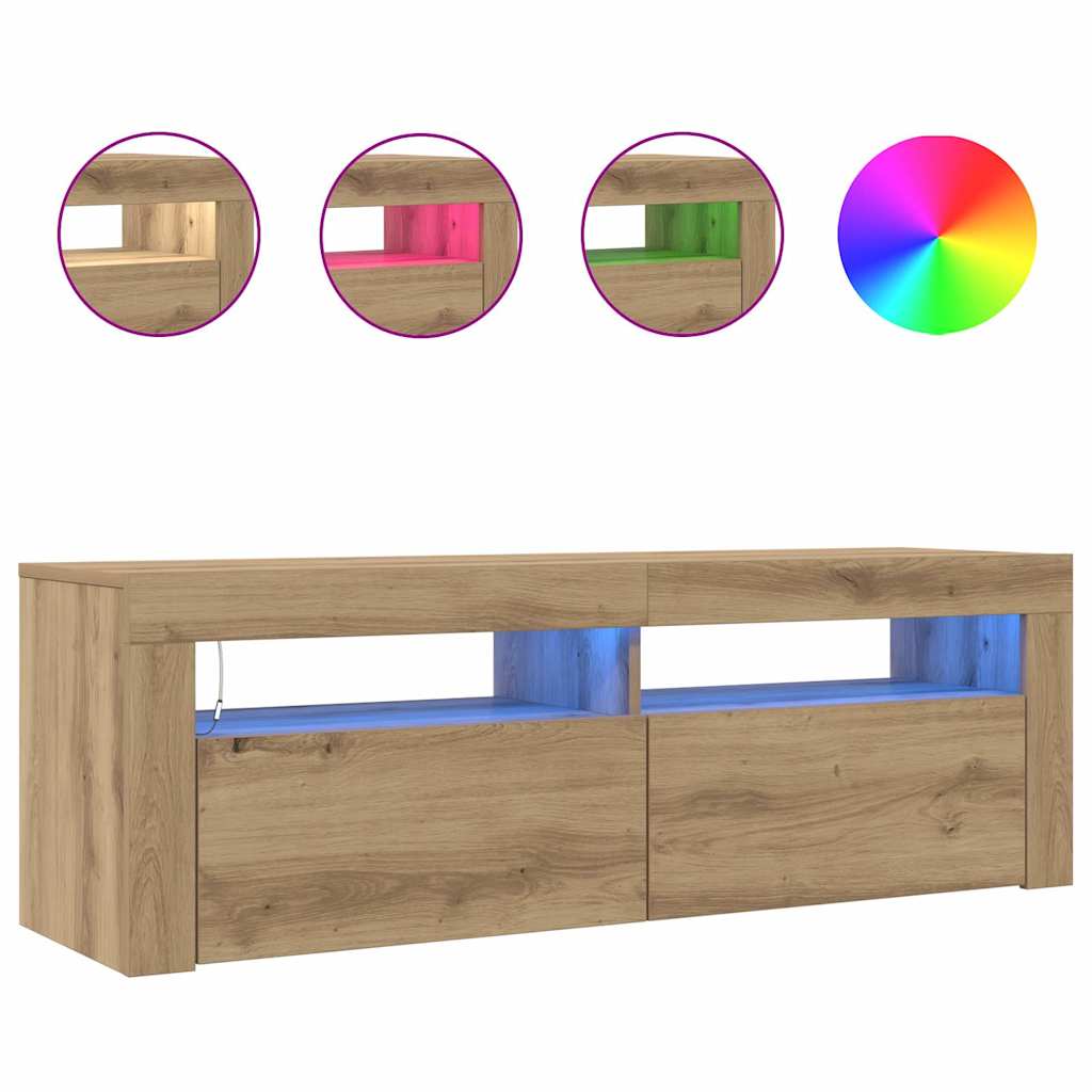 TV ormarić LED boja hrasta 120x35x40 cm konstruirano drvo