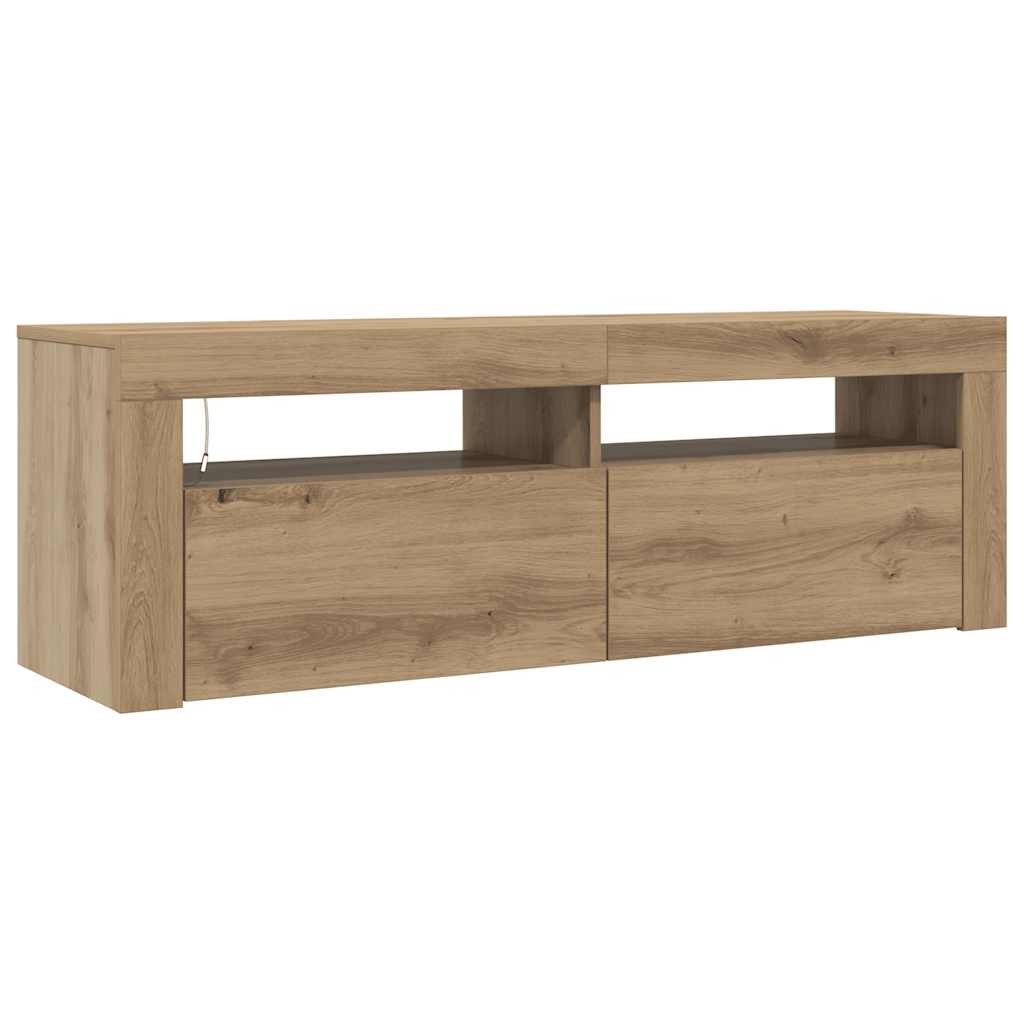 TV ormarić LED boja hrasta 120x35x40 cm konstruirano drvo Smeđa