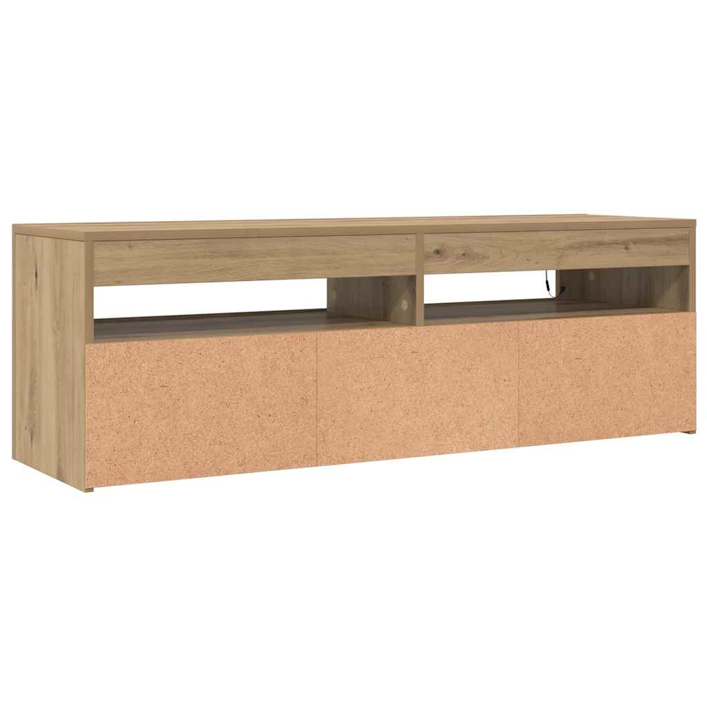 TV ormarić LED boja hrasta 120x35x40 cm konstruirano drvo Smeđa