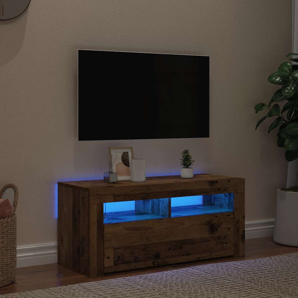 TV ormarić LED boja staro drvo 90x35x40 cm konstruirano drvo
