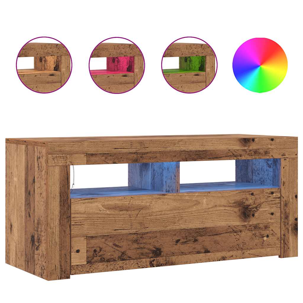 TV ormarić LED boja staro drvo 90x35x40 cm konstruirano drvo