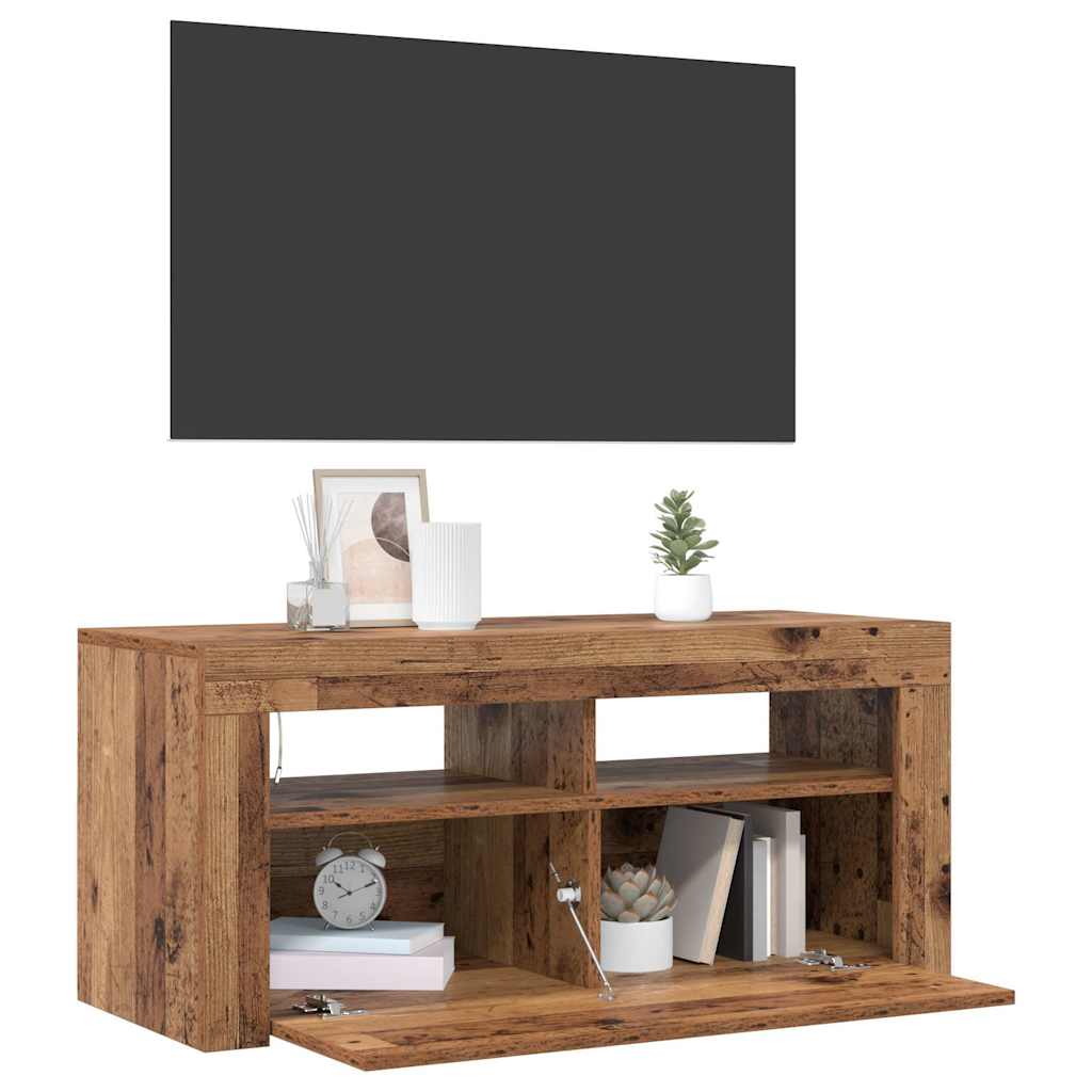 TV ormarić LED boja staro drvo 90x35x40 cm konstruirano drvo