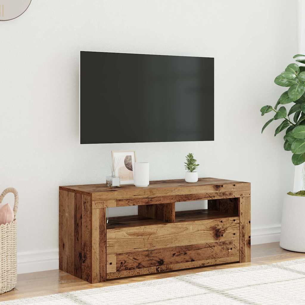 TV ormarić LED boja staro drvo 90x35x40 cm konstruirano drvo