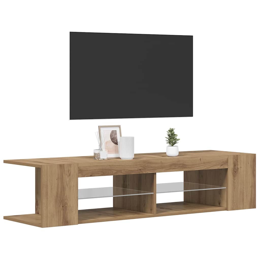 TV ormarić s LED svjetlima Artisan hrast 135x39x30 cm