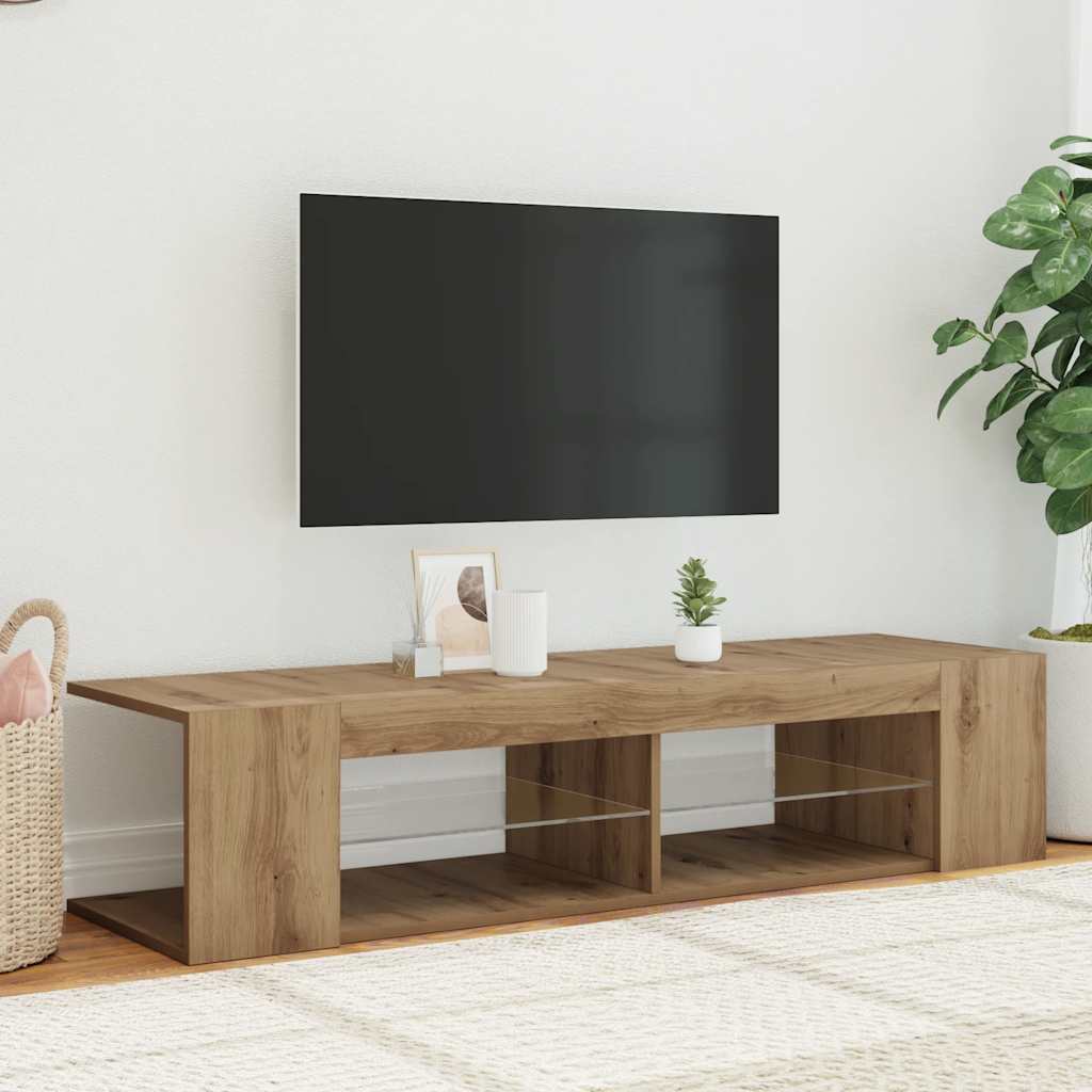 TV ormarić s LED svjetlima Artisan hrast 135x39x30 cm