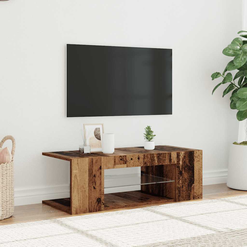 TV ormarić LED boja staro drvo 90x39x30 cm konstruirano drvo