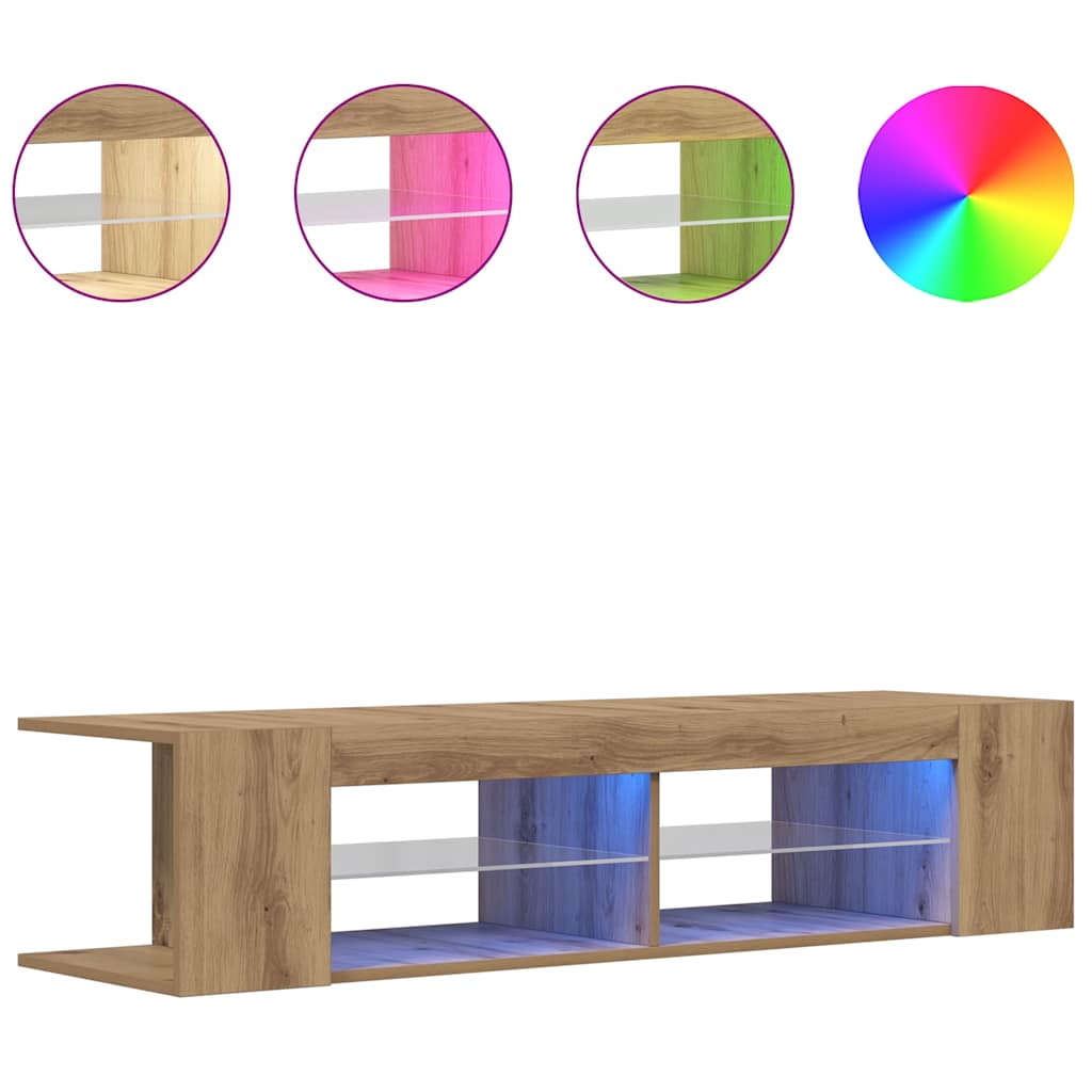 TV ormarić s LED svjetlima Artisan hrast 90x39x30 cm
