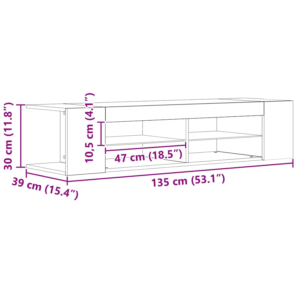 TV ormarić s LED svjetlima Artisan hrast 90x39x30 cm