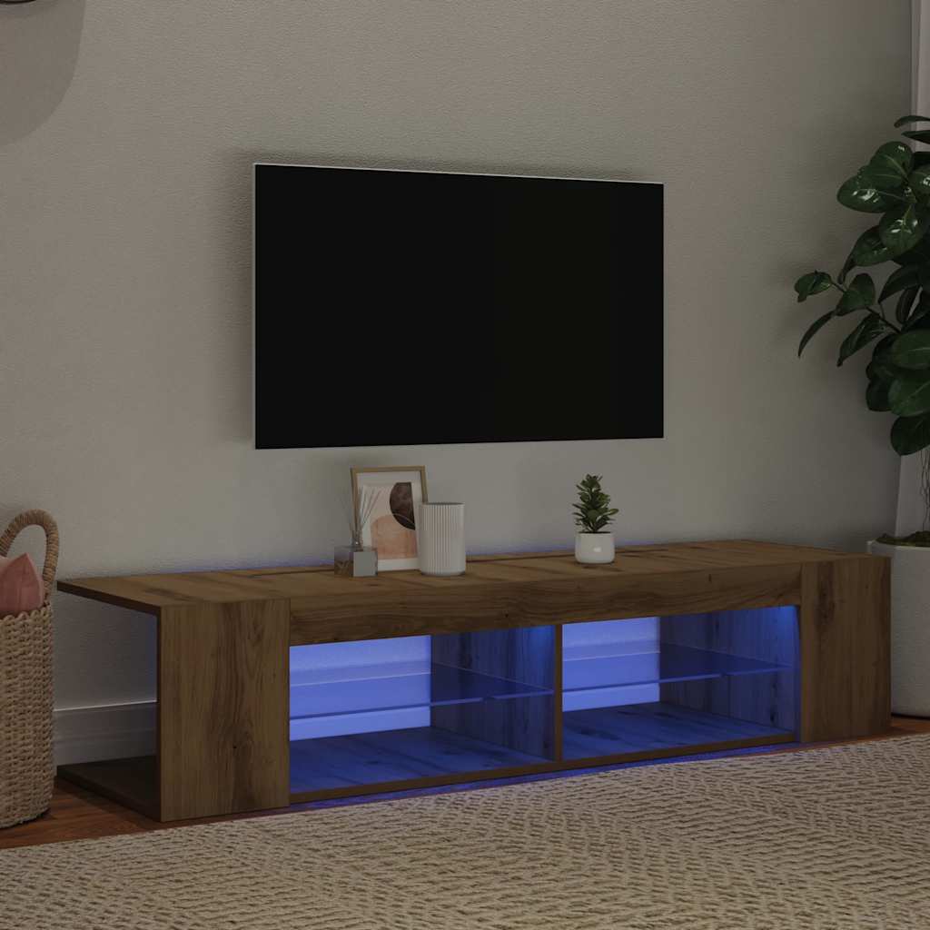 TV ormarić s LED svjetlima Artisan hrast 90x39x30 cm