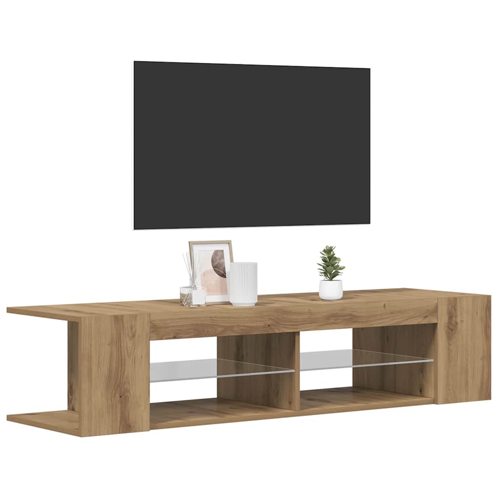 TV ormarić s LED svjetlima Artisan hrast 90x39x30 cm