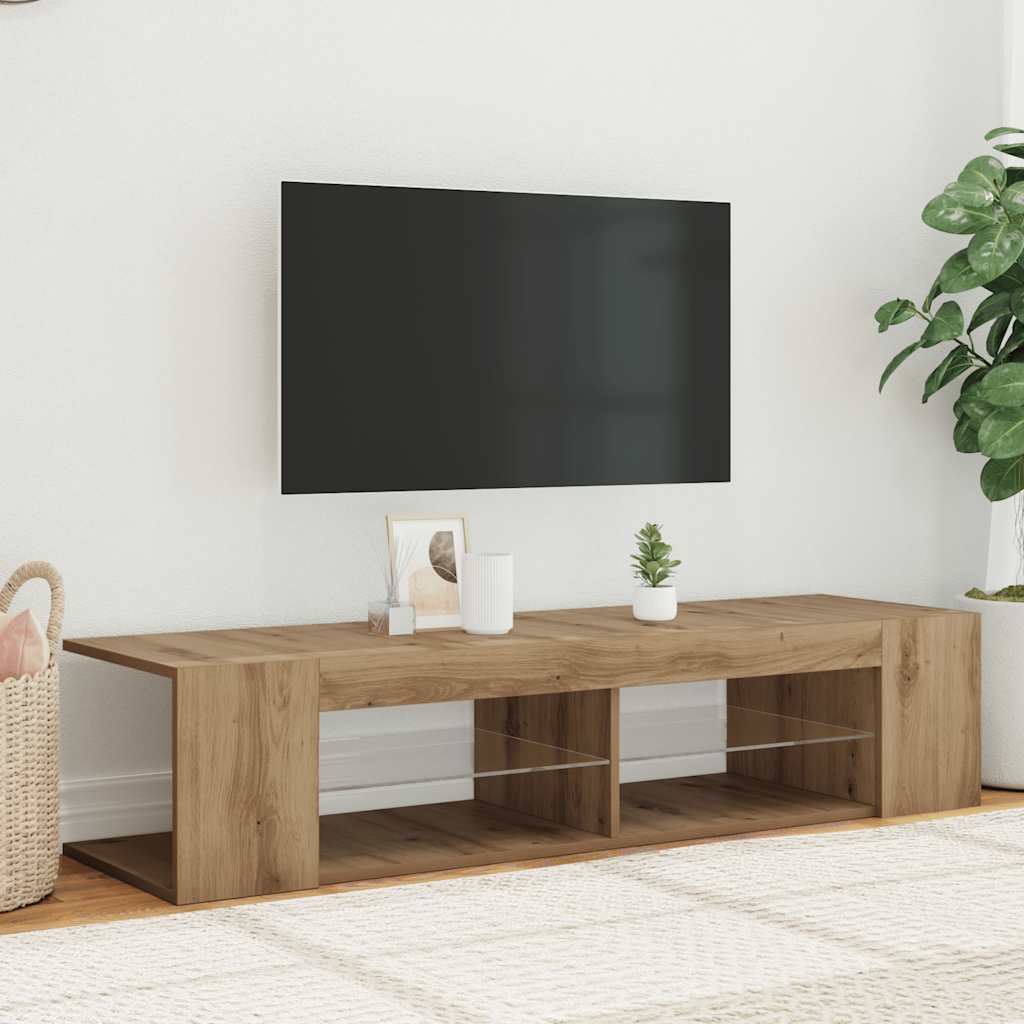 TV ormarić s LED svjetlima Artisan hrast 90x39x30 cm