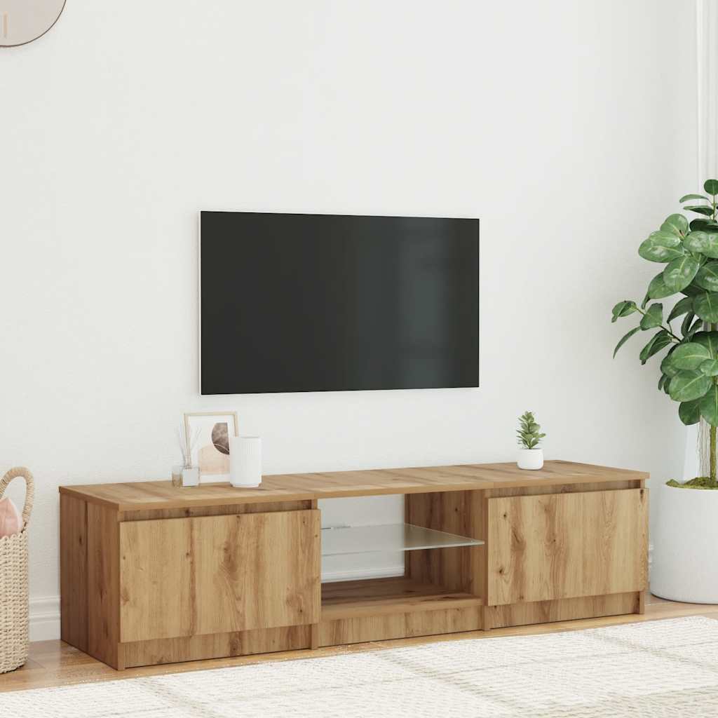 TV ormarić s LED svjetlima Artisan hrast 140x40x36 cm