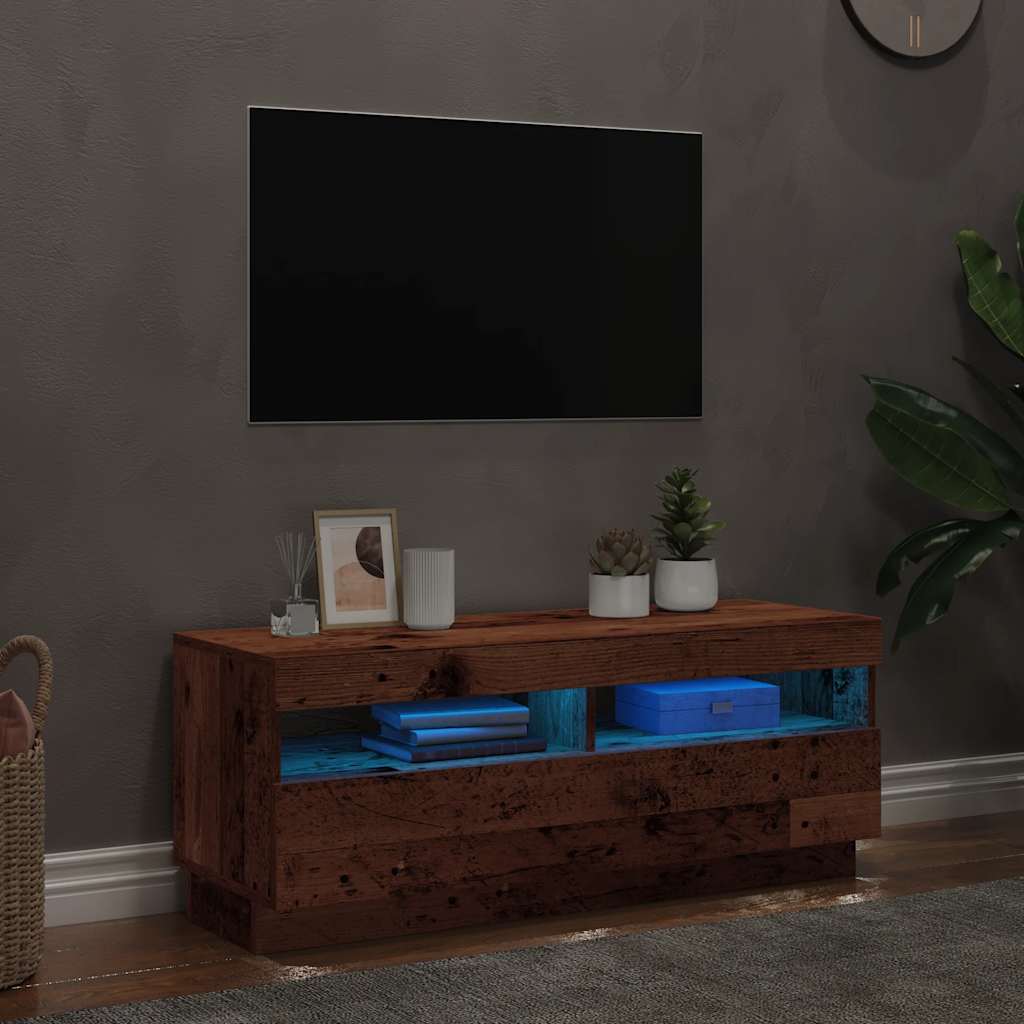 TV ormarić LED boja drva 100x35x40 cm konstruirano drvo