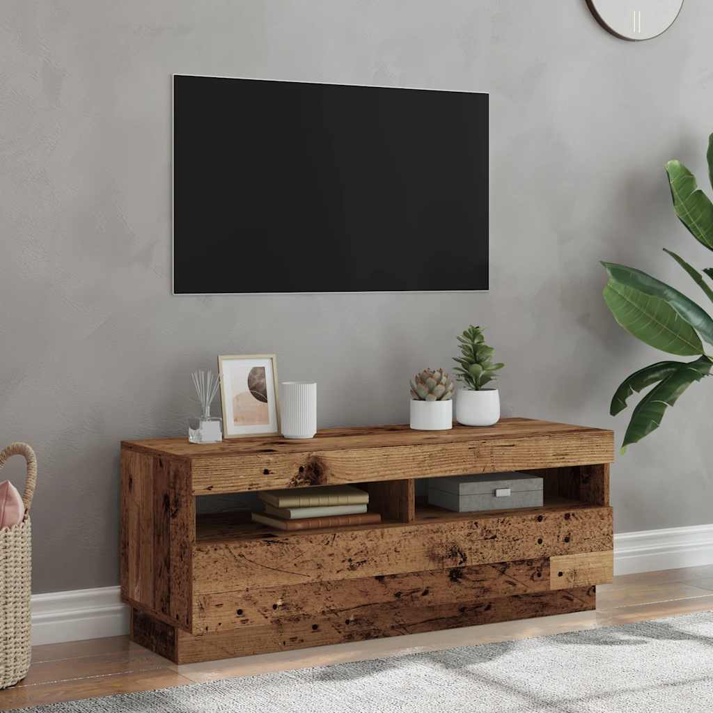 TV ormarić LED boja drva 100x35x40 cm konstruirano drvo