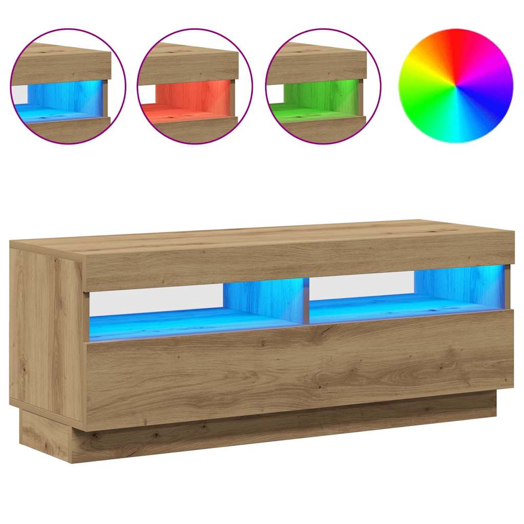 TV ormarić s LED svjetlima umjetnički hrast 100x35x40 cm