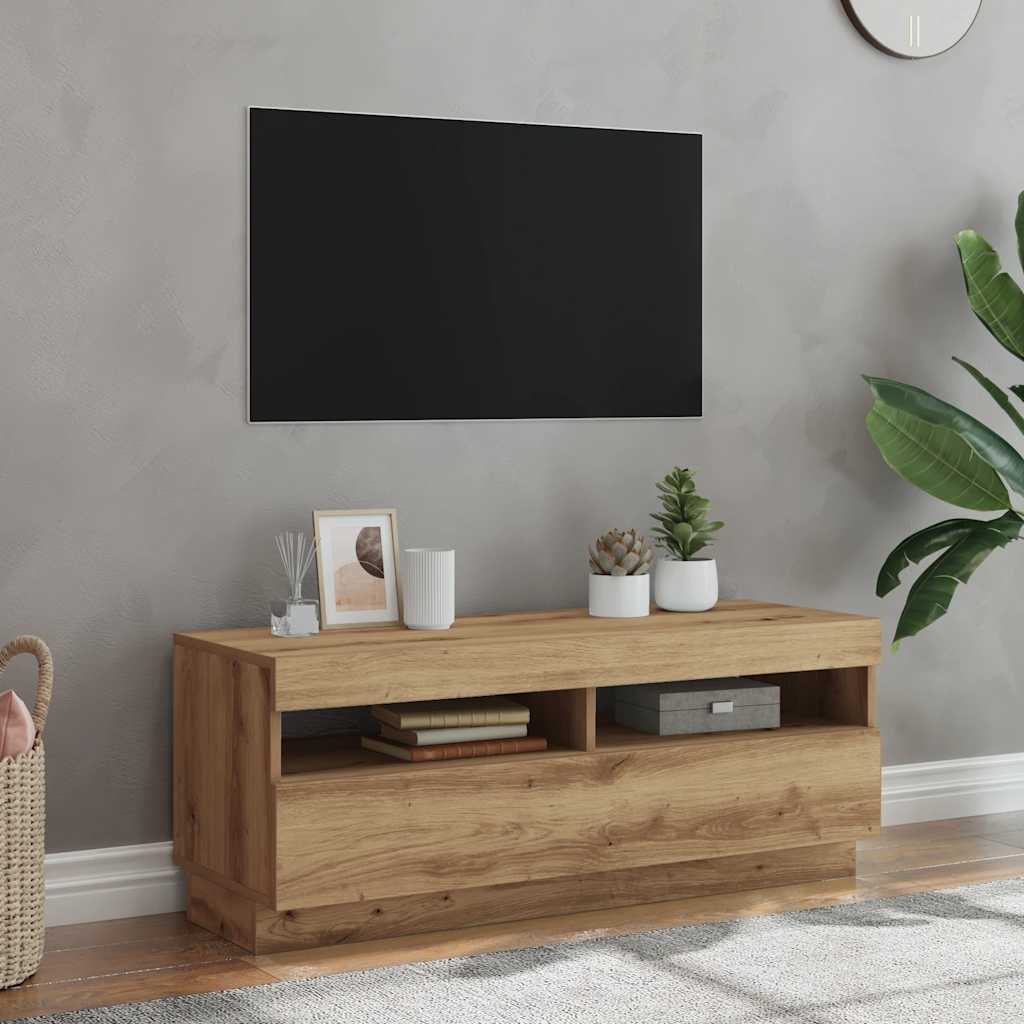 TV ormarić s LED svjetlima umjetnički hrast 100x35x40 cm