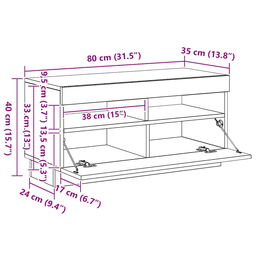 TV ormarić LED boja staro drvo 80x35x40 cm konstruirano drvo