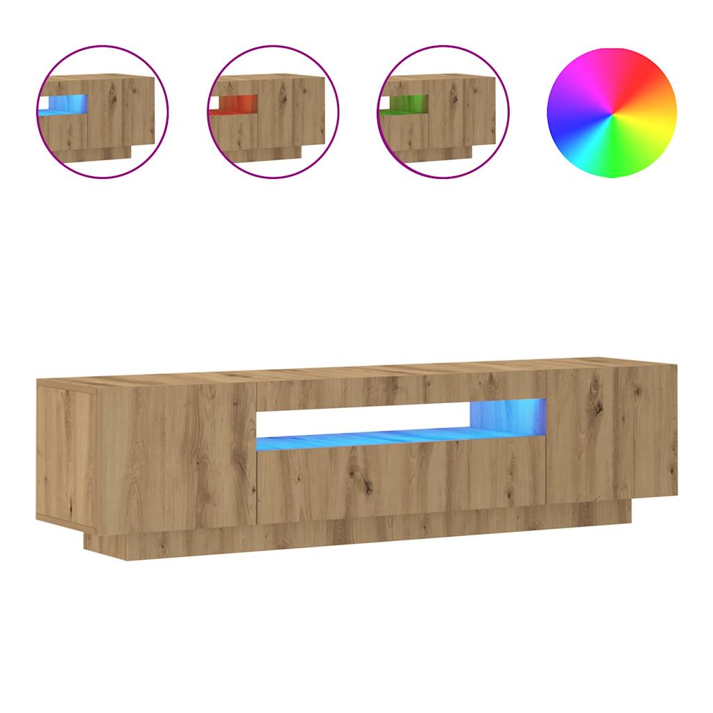 TV ormarić LED boja hrasta 160x35x40 cm konstruirano drvo