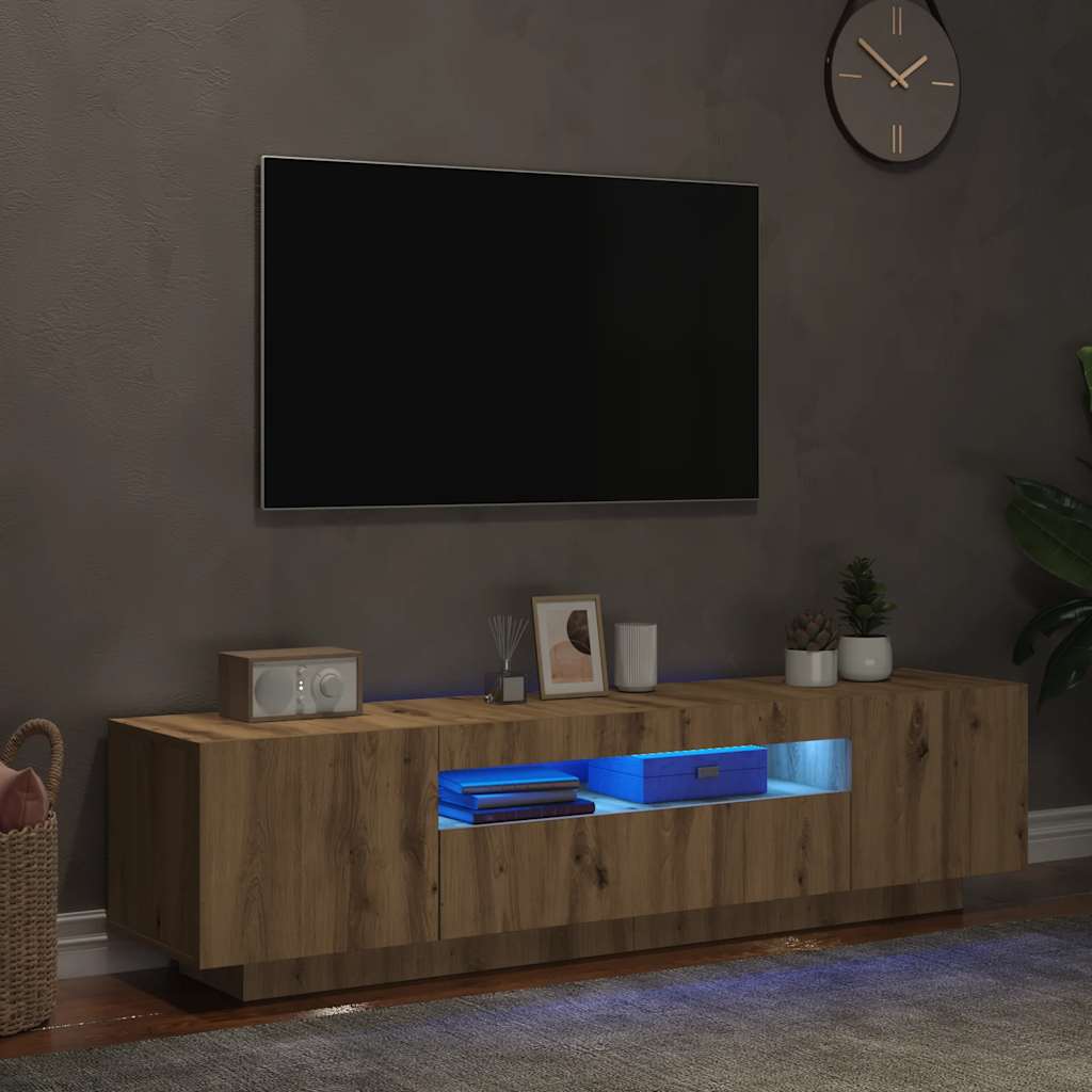 TV ormarić LED boja hrasta 160x35x40 cm konstruirano drvo