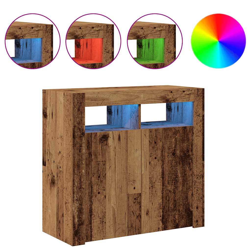 Komoda s LED svjetlima boja drva 80x35x75 cm konstruirano drvo