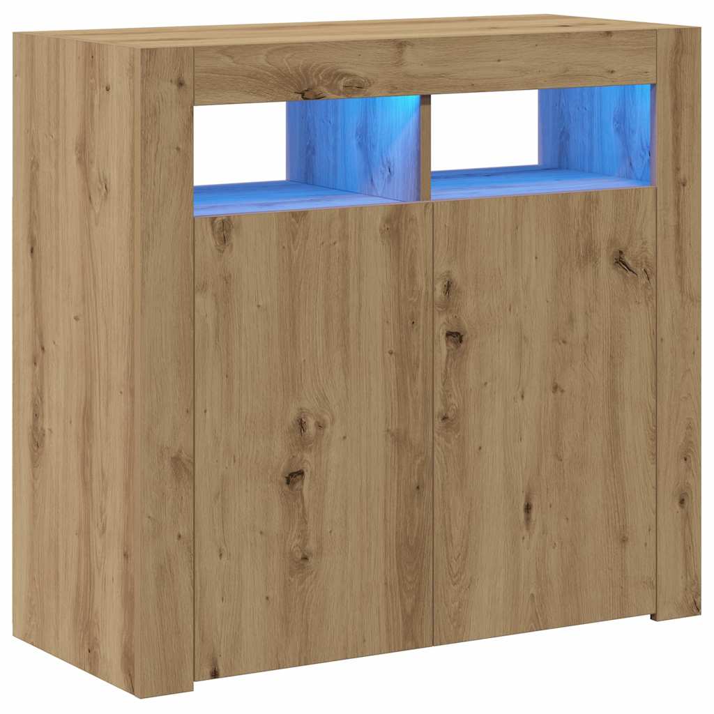 Komoda s LED svjetlima boja hrasta 80x35x75cm konstruirano drvo