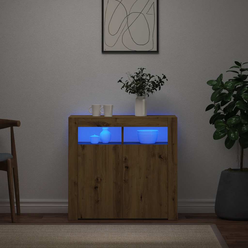 Komoda s LED svjetlima boja hrasta 80x35x75cm konstruirano drvo