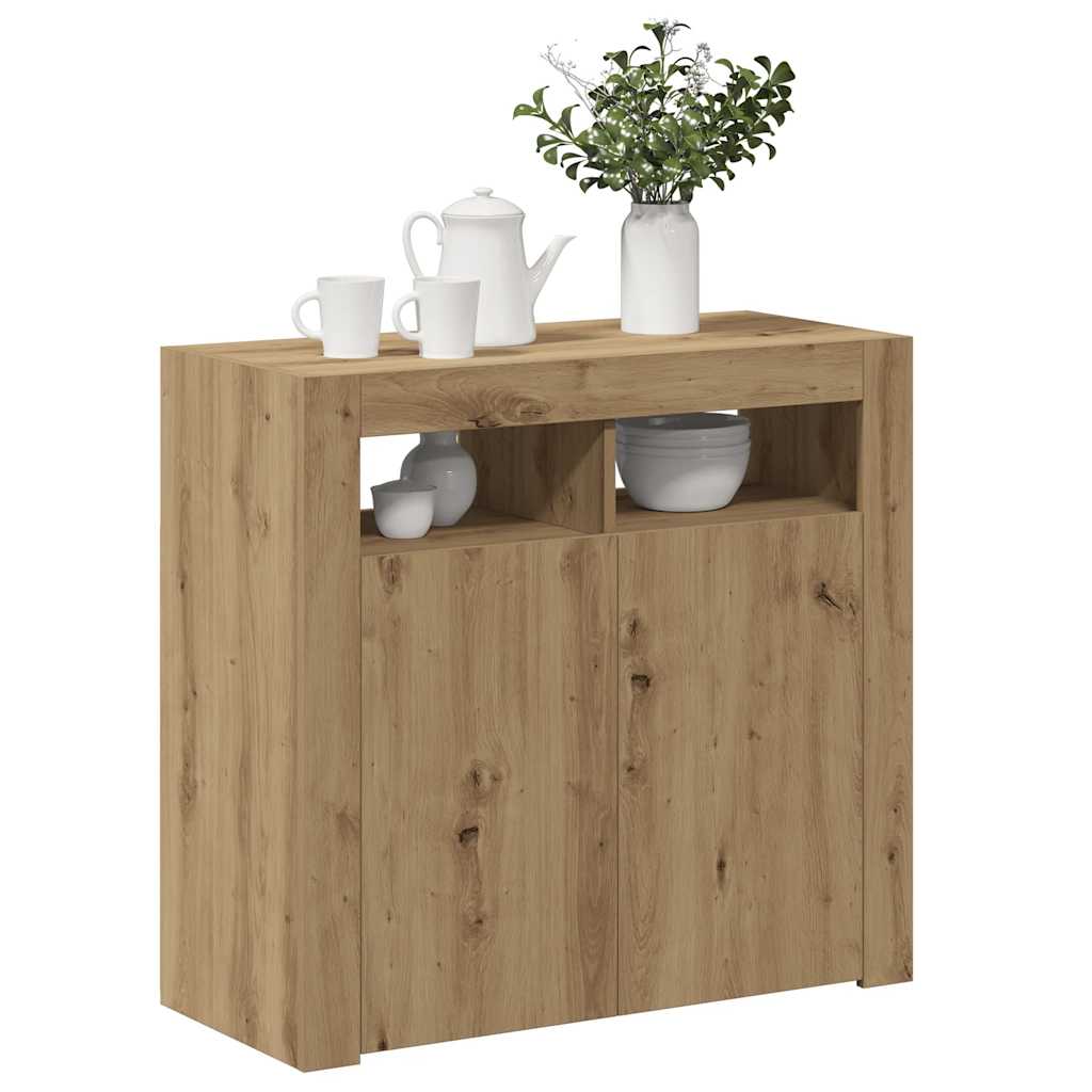 Komoda s LED svjetlima boja hrasta 80x35x75cm konstruirano drvo