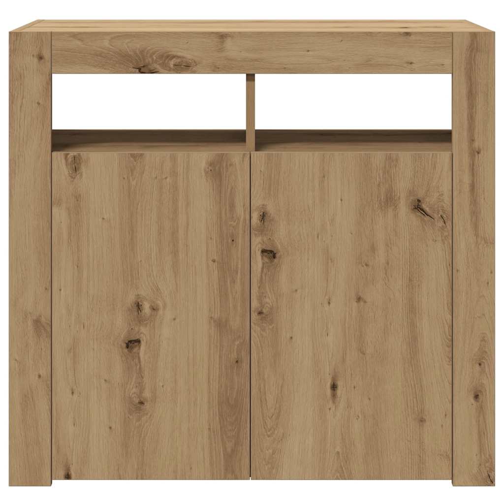 Komoda s LED svjetlima boja hrasta 80x35x75cm konstruirano drvo