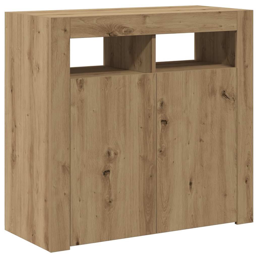 Komoda s LED svjetlima boja hrasta 80x35x75cm konstruirano drvo