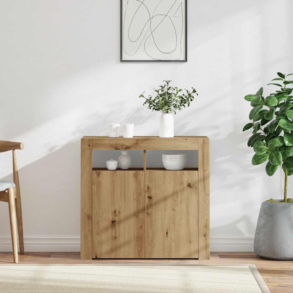 Komoda s LED svjetlima boja hrasta 80x35x75cm konstruirano drvo