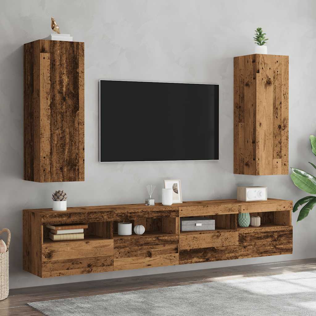 2-dijelni TV ormarić staro drvo 30,5x30x90 cm konstruirano drvo