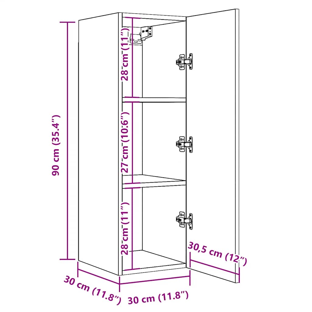 2-dijelni TV ormarić staro drvo 30,5x30x90 cm konstruirano drvo