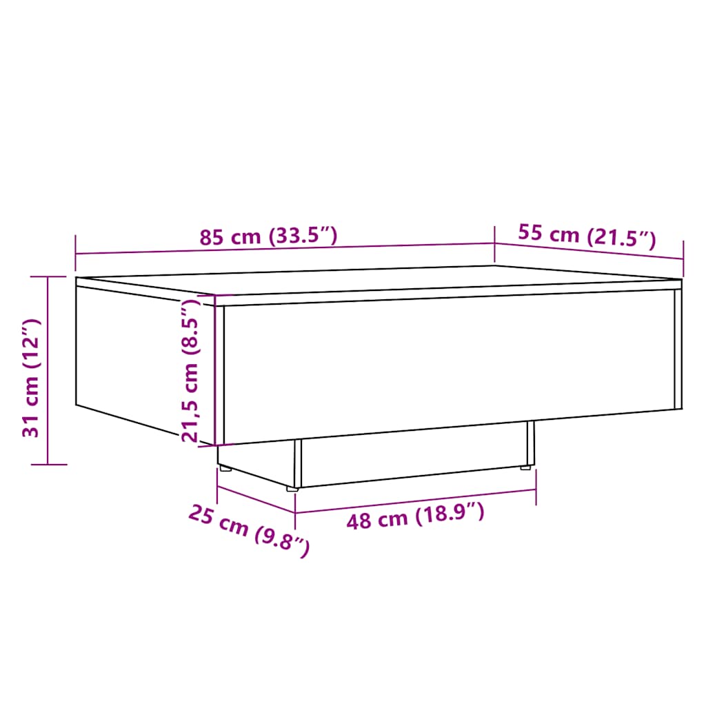 Stol za kavu staro drvo 85x55x31 cm konstruiranog drva