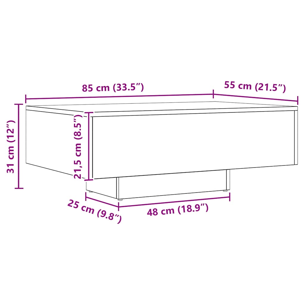 Stolić kavu boja artisian hrast 85x55x31 cm konstruirano drvo