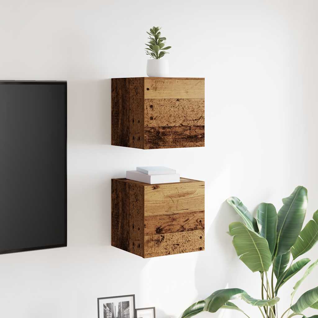2-dijelni zidni TV ormarić Staro drvo 30,5x30x30 cm