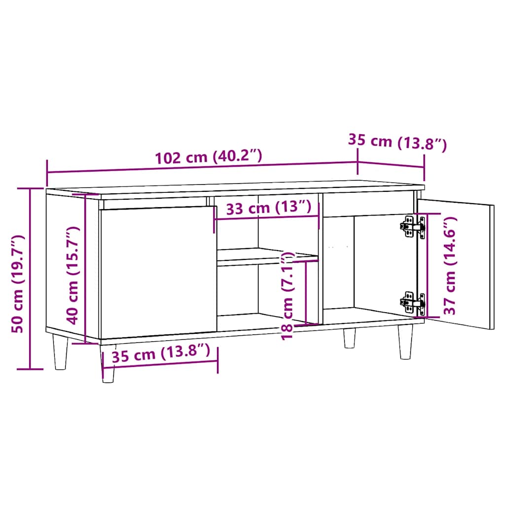 TV ormarić staro drvo 102x35x50 cm konstruirano drvo