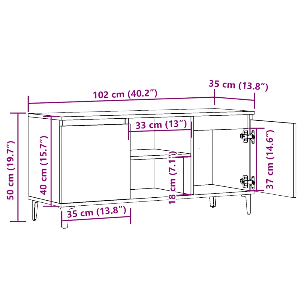 TV ormarić staro drvo 102x35x50 cm konstruirano drvo