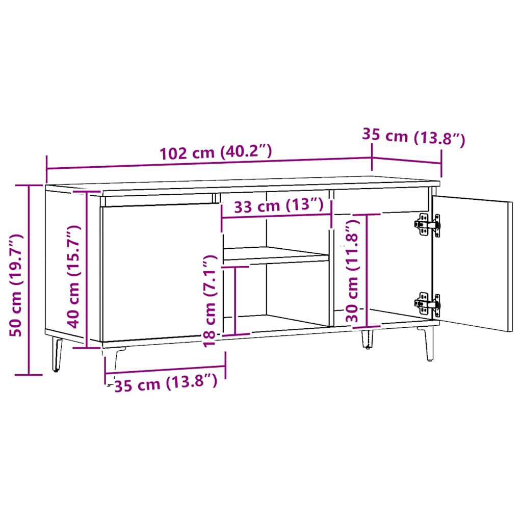 TV ormarić Artisan hrast 102x35x50 cm izrađeno drvo