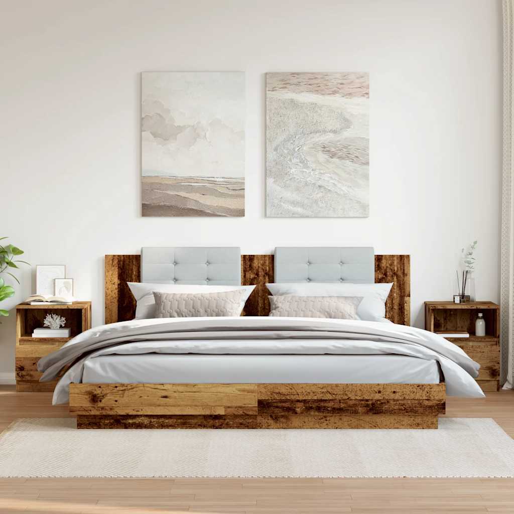 Noćni ormarići 2 kom Staro drvo 40x40x50 cm Konstruirano drvo