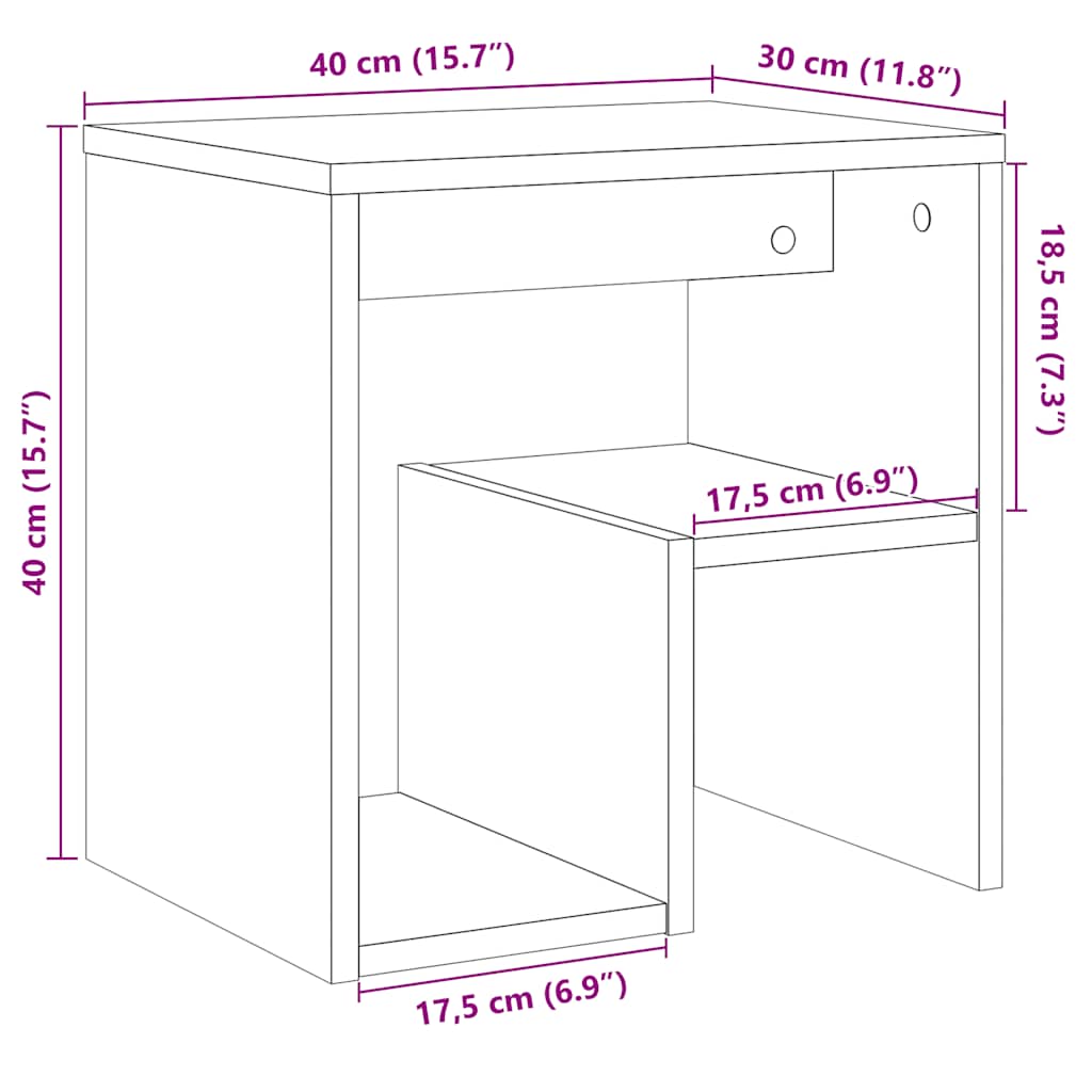 Noćni ormarići 2 kom boja drva 40x30x40 cm konstruirano drvo