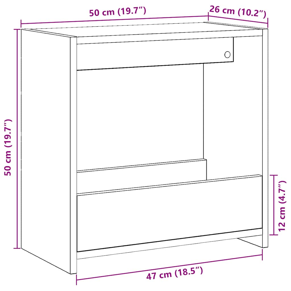 Pomoćni stol Artisan hrast 50x26x50 cm izrađeno drvo