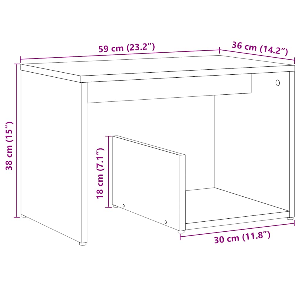 Pomoćni stol Artisan hrast 59x36x38 cm izrađeno drvo