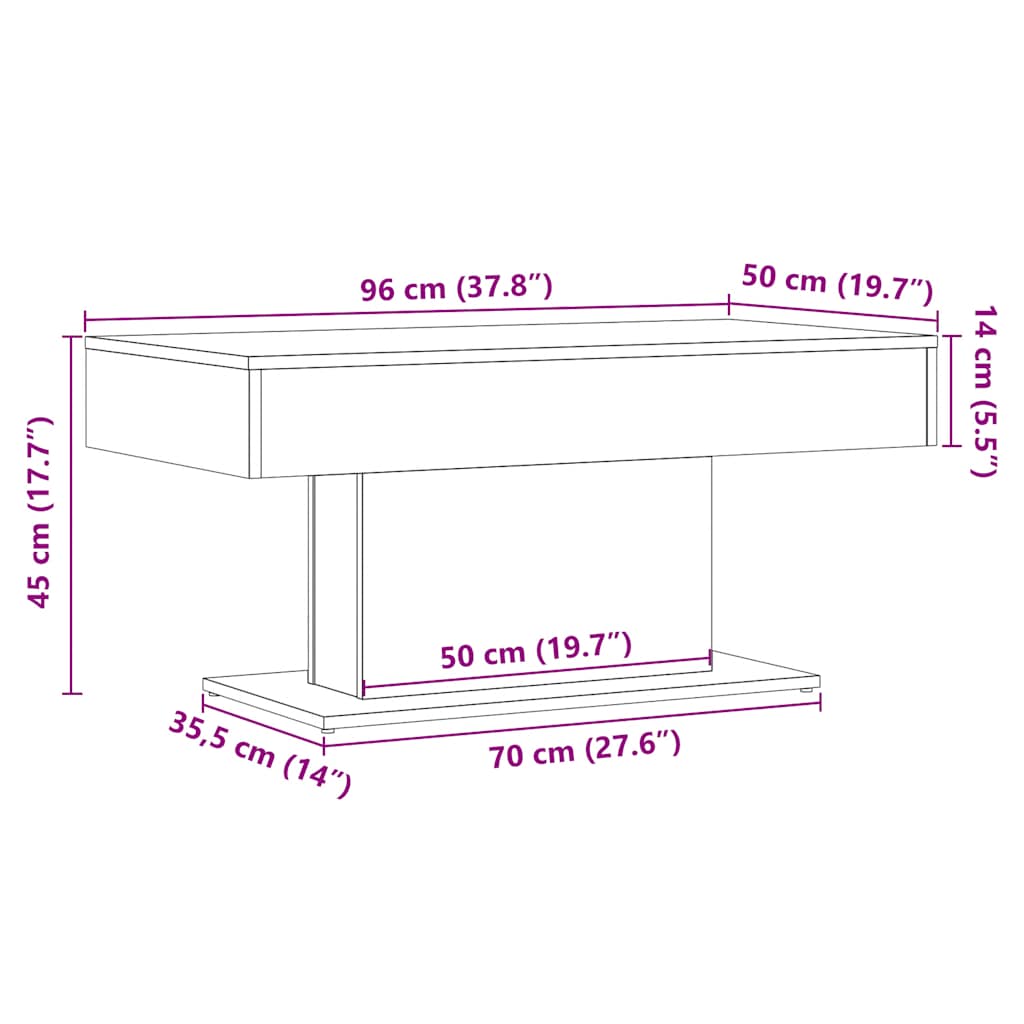 Klub stolić Artisan hrast 96x50x45 cm Inženjersko drvo
