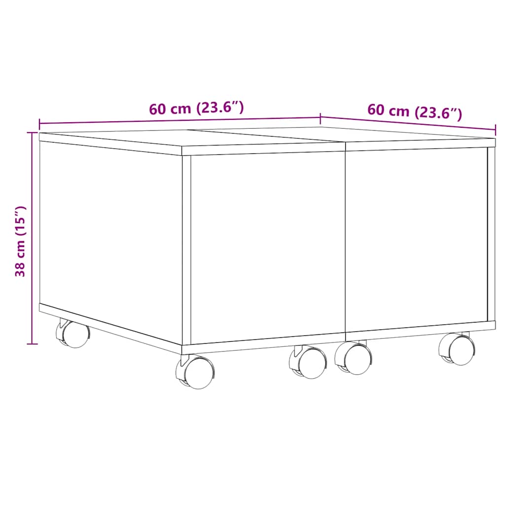 Stol za kavu staro drvo 60x60x38 cm konstruiranog drva