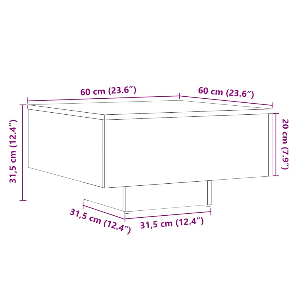 Stol za kavu staro drvo 60x60x31,5 cm konstruiranog drva